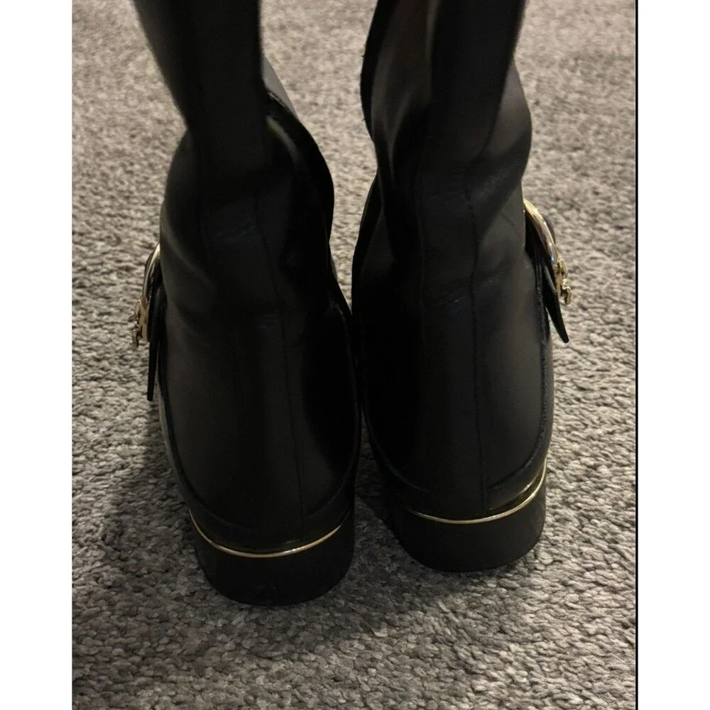 Tory‎ Burch Sofia black belted leather Reva Tall Riding boots women's size 8